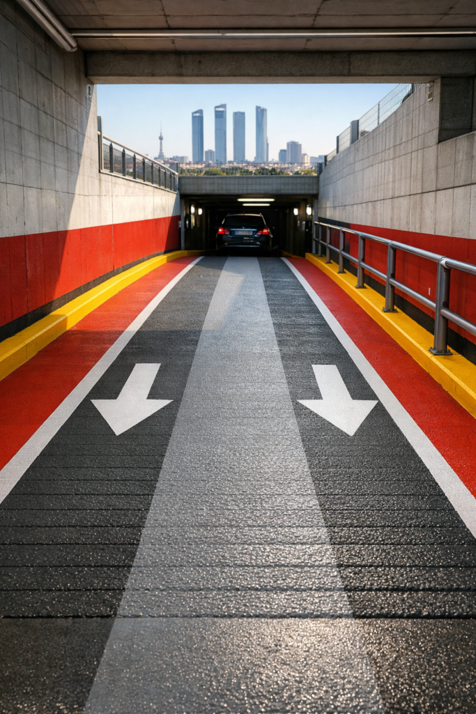 Pintura de rampas de garaje en Madrid con acabado antideslizante