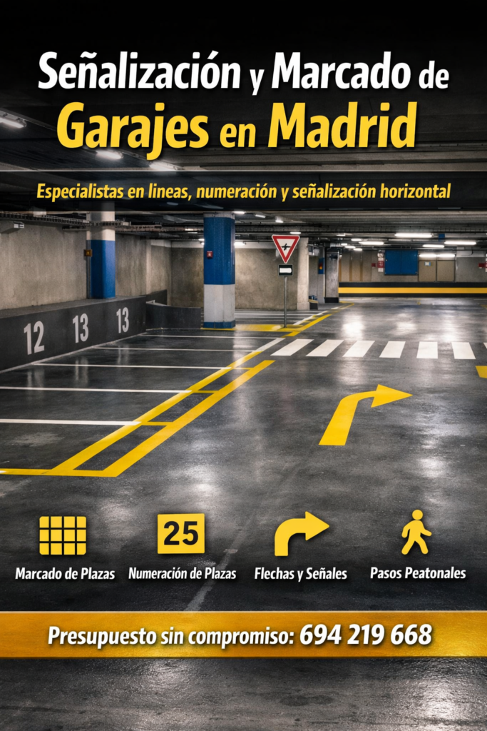 Señalización de garajes en Madrid Marcado y líneas de parking